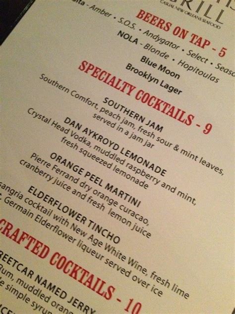 Menu At Red Fish Grill Restaurant New Orleans