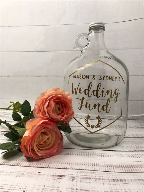 Personalized Wedding Fund Jar Engagement Gift For Couples Etsy