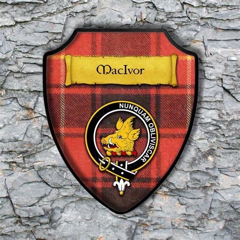 Macivor Shield Plaque With Scottish Clan Coat Of Arms Badge On Etsy