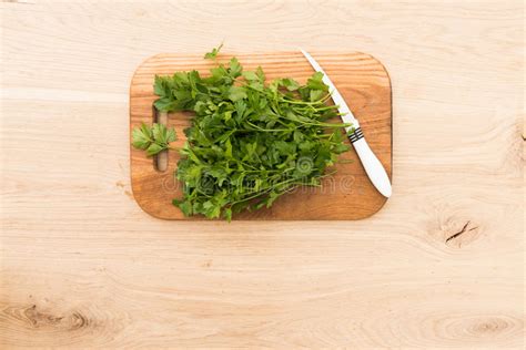 Parsley On A Board For Cutting And Cooking Stock Image Image Of High