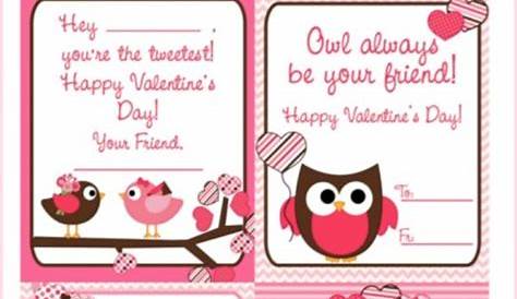 Free Printable Valentine's Day Cards for Kids with Owls and Birds