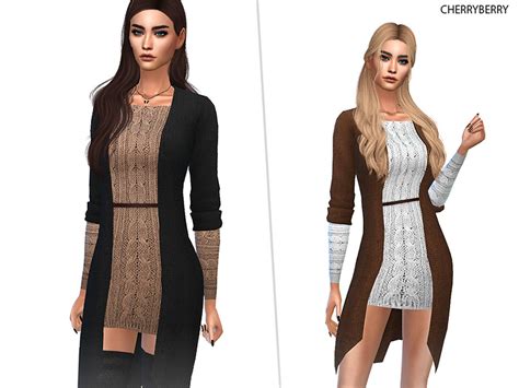The Sims Resource Knitted Dress With Jacket