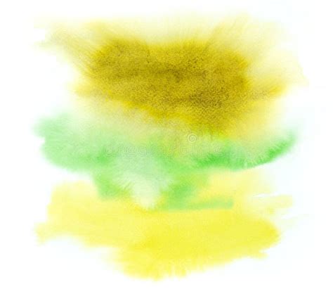 Abstract Yellow Green Watercolor Isolated On White Background Hand