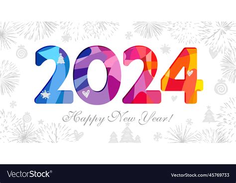 2024 Coloured Design Royalty Free Vector Image
