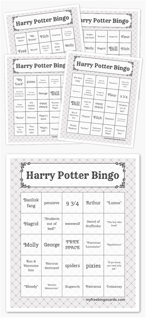 Harry Potter Bingo Games Great Printable Idea For A Harry Potter Party There S An Online