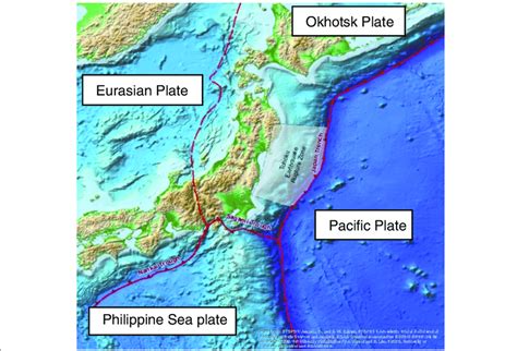 The 2011 tohoku earthquake struck offshore of japan, along a subduction zone where two of earth's tectonic plates collide. Plate boundaries in central Japan. | Download Scientific ...
