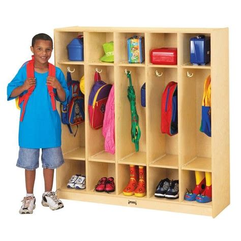 Wooden Kids Backpack Coat Shoe And Hatlunchbox Storage Cubbies