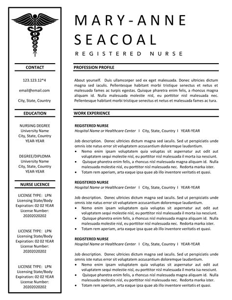 37 Registered Nurse Resume Template Word For Your School Lesson