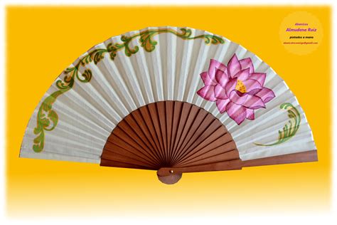 Abanico Flor De Loto Hand Fans Favorite World Painted Fan Lotus