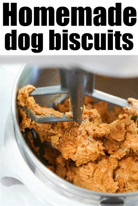 A basic recipe includes whole wheat flour, peanut butter, oats, low sodium beef or chicken broth and cooked brown rice. Easy Homemade Dog Biscuits Recipe · The Typical Mom