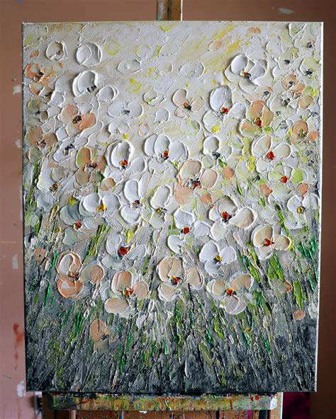 Daisy Abstract Wildflowers Oil Painting Original Art On Canvas Large