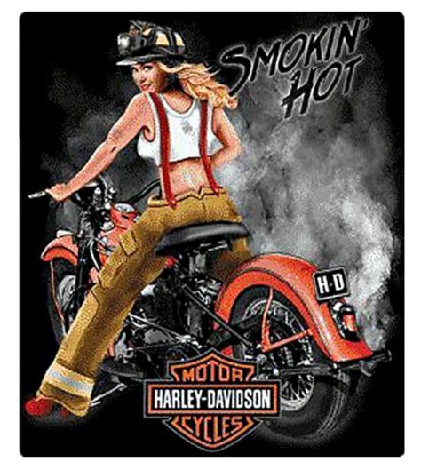 Harley Davidson Smokin Hot Firefighter Babe Embossed Tin Sign Harley Davidson Wallpaper