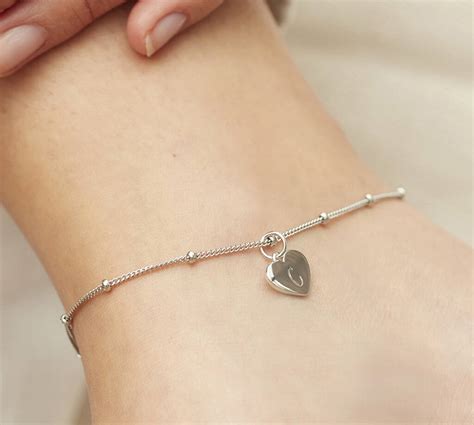 Personalised Initial Heart Anklet In Silver Or Gold By Muru