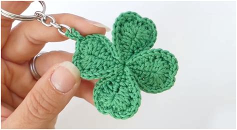 Crochet Four Leaf Clover Keychain Love Crochet