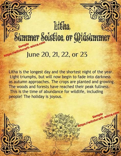 Litha Summer Solstice Wiccan Sabbat Midsummer Ritual Etsy Litha