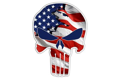 American Flag Punisher Skull Sticker Decal Vinyl Bones Skeleton Art