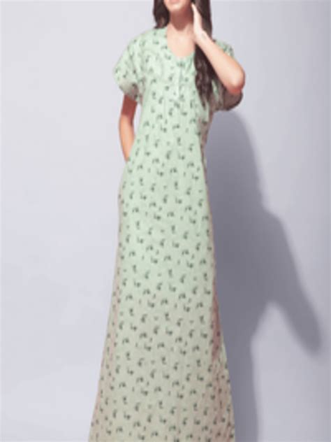 Buy Secret Wish Floral Printed Pure Cotton Maxi Nightdress Nightdress