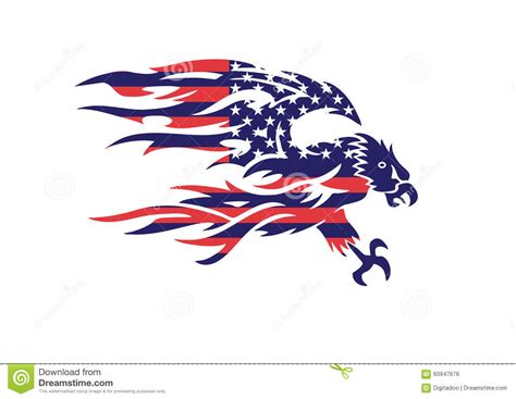 Usa Flag Patriotic Eagle Bald Hawk Vector Logo Stock