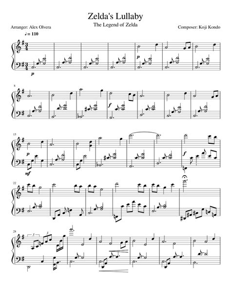 Zeldas Lullaby Piano Sheet Music For Piano Solo