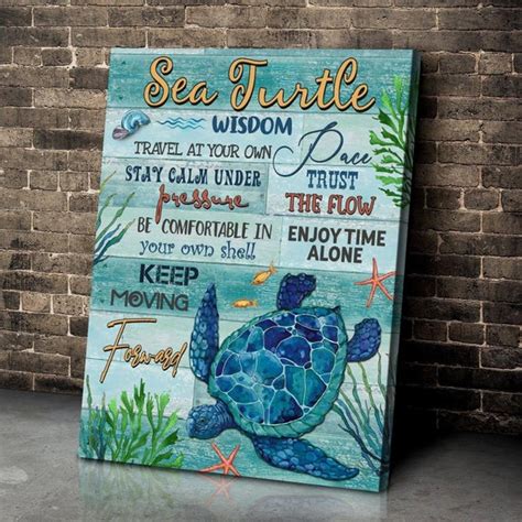 Sea Turtle Wisdom Enjoy Time Alone Canvas Poster Home Decor Etsy