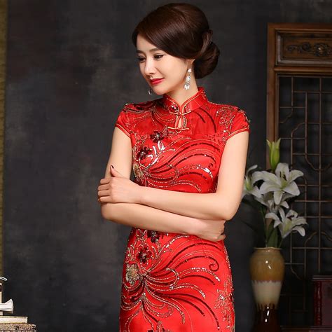 Buy Traditional Chinese Wedding Dress Cheongsam Red