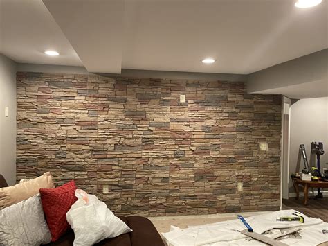 Christines Faux Stone Basement Accent Wall Genstone