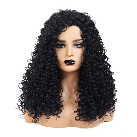 Long Afro Kinky Curly Full Wigs Black Synthetic Wig African For Women