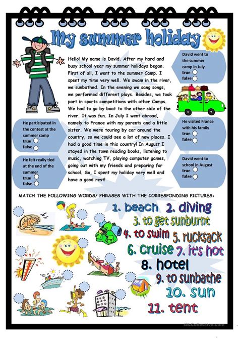 There's no better opportunity for everyone in your group to work on their putting. My summer holiday worksheet - Free ESL printable ...