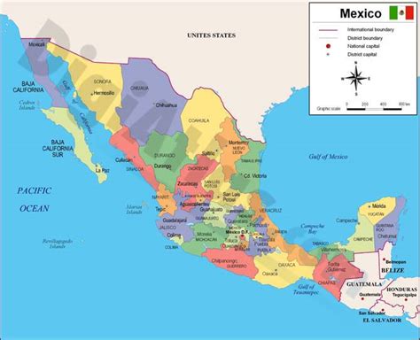 Mexico Mapa Estados Y Capitales