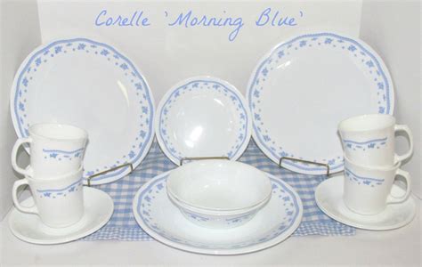 Vintage Corelle Morning Blue Dinnerware Corelle Etsy