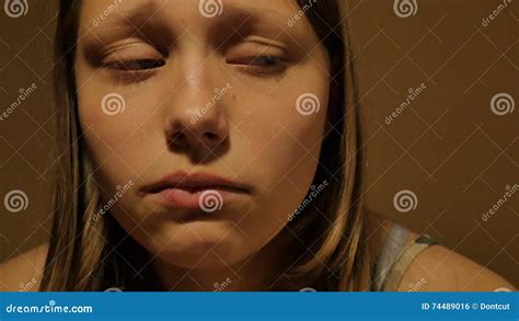 sad teen girl thinking of something 4k uhd stock footage video of problems depression 74489016