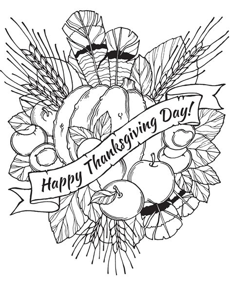 Feliz Día De Acción De Gracias Para Colorear Imprimir E Dibujar