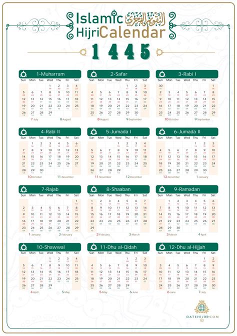 Hijri Islamic Calendar From 2023to 2024 Vector Celebration 48 Off