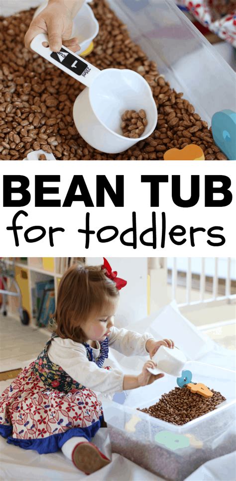 Four year olds love life and enjoy creating, tinkering, and exploring. Bean Sensory Tub for Toddlers - I Can Teach My Child!