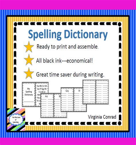 Spelling Dictionary For Students To Use As They Do Their Writing