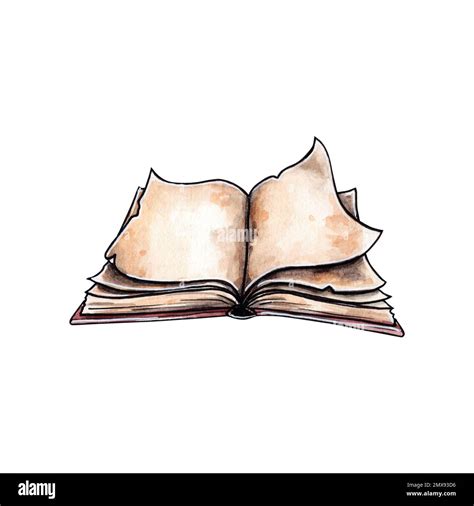 Watercolor Illustration Of Open Books Watercolor Hand Drawing Isolated