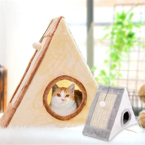Cat Bed For Indoor Cats Foldable Triangle Small Durable Toy Bed