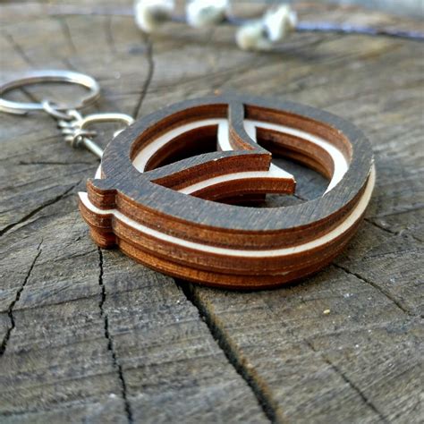 Cool Keychain With Logo Made Of Wood Laser Cut Wooden Etsy