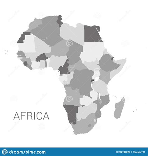 Vector Africa Grey Map With Country Stock Illustration Illustration