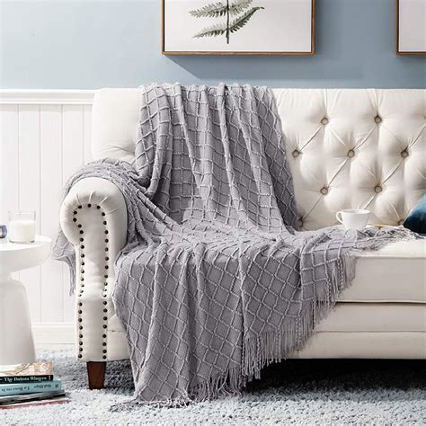 Bedsure Grey Knit Throw Blanket 100 Acrylic 50×60 Inch Soft Warm