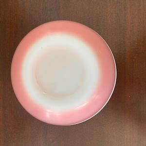Antique Hazel Atlas Ombr Pink And White Opal Glass Mixing Bowl Very