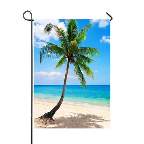 Gckg Palm Emerald Ocean Tropical Coast Beach Sea Garden Flag Outdoor