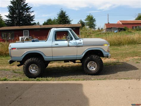1978 Ford Bronco In Baby Blue With Grey Primer Hood And Ivory Panels