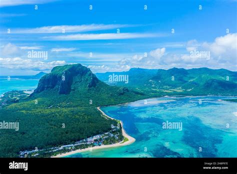 Aerial View Of Mauritius Island Panorama And Famous Le Morne Brabant