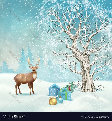 Christmas Winter Scene Royalty Free Vector Image