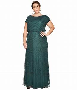 Papell Synthetic Plus Size Short Sleeve Blouson Beaded Gown In