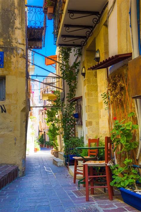 Street In The Old Town Of Chania Crete Greece Editorial Stock Photo