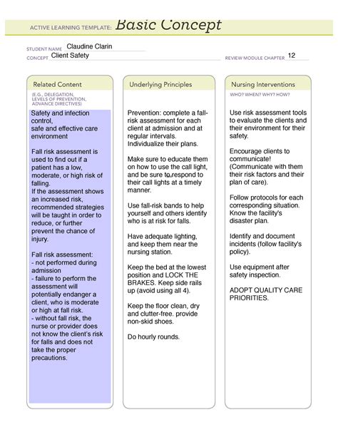 Ati Active Learning Template Basic Concept Management Of Care