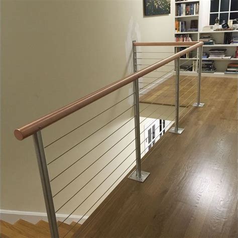 Copper Handrail With Stainless Steel Cables Stair Railing Design