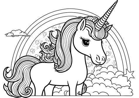 Unicornio y arco iris Unicornios Dibujos para colorear para niños
